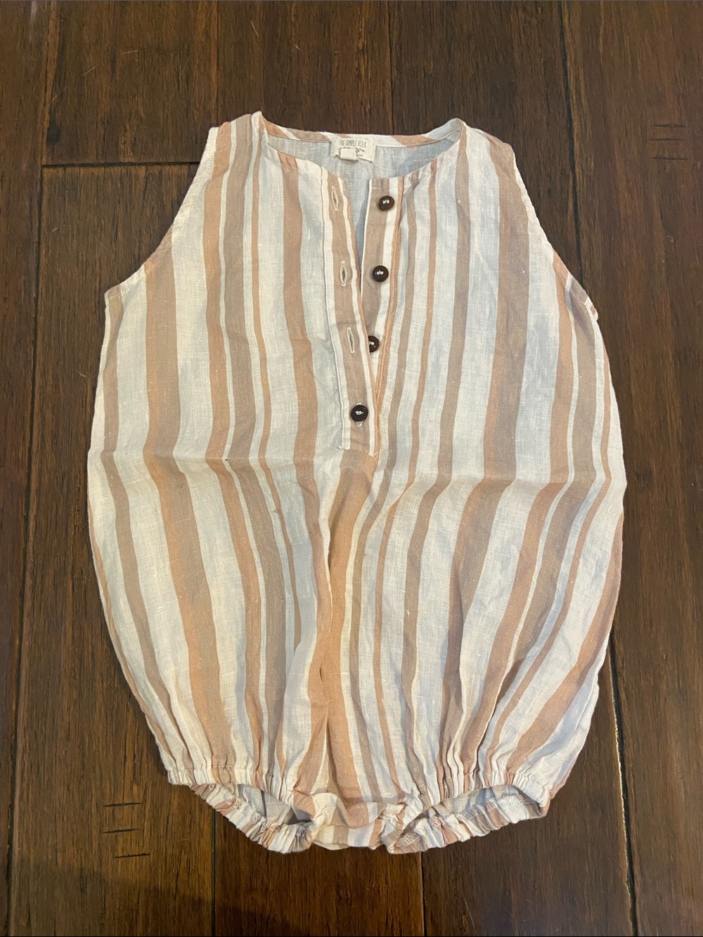 Striped Tan and White Baby Romper Bodysuit